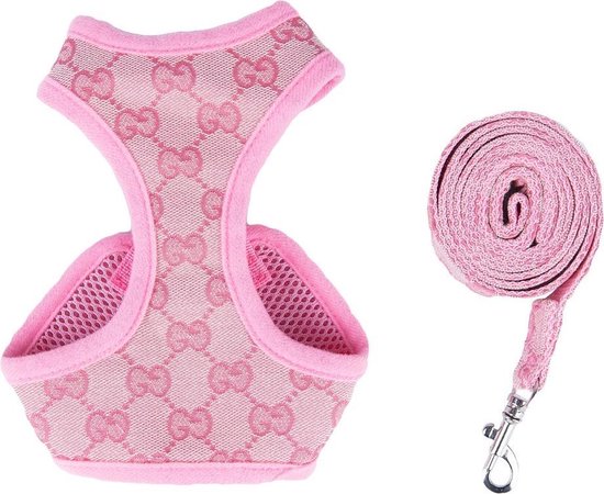 OneTigris MINI Trooper Puppyharnas Met Riem 150 Cm – Roze XXXS Hondentuigje Voor Kleine Honden Met Stuurgreep