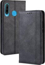 Magnetische gesp Retro Crazy Horse Texture Horizontale Flip Leather Case voor Huawei Enjoy 9s (P Smart + 2019), met houder & kaartsleuven & fotolijst (zwart)