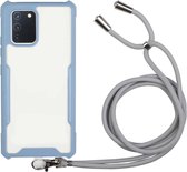 Voor Samsung Galaxy A71 acryl + kleur TPU schokbestendig hoesje met nekkoord (melkgrijs)