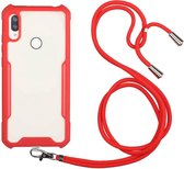 Voor Huawei Y6p acryl + kleur TPU schokbestendig hoesje met nekkoord (rood)