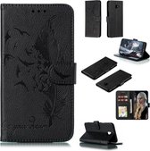 Veerpatroon Litchi Texture Horizontale Flip Leren Case met Portemonnee & Houder & Kaartsleuven voor Galaxy J6 + (Zwart)