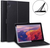 Voor Huawei MediaPad T5 / Enjoy Tablet 10.1 2018 Ultradunne Koolstofvezel Horizontale Flip PU Lederen Tablet Case met 3-niveau Houder (Zwart)