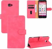 Voor Kyocera Basio 4 KYV47 Effen Kleur Huidgevoel Magnetische Gesp Horizontale Flip Kalf Textuur PU Lederen Case met Houder & Kaartsleuven & Portemonnee (Rose Rood)