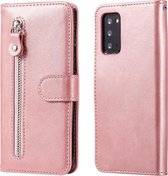 Voor Samsung Galaxy Note20 Mode Kalfs Textuur Rits Horizontale Flip Leren Case met Standaard & Kaartsleuven & Portemonnee Functie (Rose Goud)