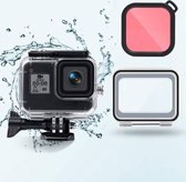 45m waterdichte behuizing + touch-achterkant + kleurenlensfilter voor GoPro HERO8 zwart (roze)