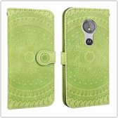 Voor Motorola Moto G7 Play Pressed Printing Pattern Horizontale Flip PU Leather Case met houder & kaartsleuven & portemonnee & & Lanyard (groen)