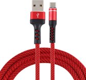 2A USB naar USB-C / Type-C tweekleurige gevlochten datakabel, kabellengte: 1 m (rood)