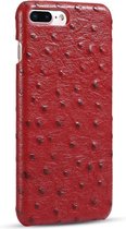 Struisvogel textuur hoofdlaag rundleder achterkant hoes voor iPhone 8 Plus / 7 Plus (rood)