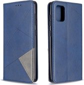 Voor Samsung Galaxy A31 Rhombus Texture Horizontale Flip Magnetische Leren Case met Houder & Kaartsleuven & Portemonnee (Blauw)