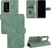 Voor Huawei P40 Pro + Effen Kleur Huidgevoel Magnetische Gesp Horizontale Flip Kalfsstructuur PU Lederen Case met Houder & Kaartsleuven & Portemonnee (Groen)