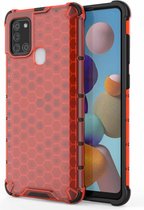 Voor Samsung Galaxy A21S schokbestendige honingraat pc + TPU-hoes (rood)