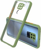 Voor Xiaomi Redmi Note 9 Bandzijde Textuur Contrastknop Schokbestendig PC + TPU Telefoon beschermhoes (groen)