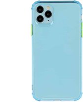 Voor iPhone 12 TPU kleur doorschijnend vierhoekige airbag schokbestendige telefoon beschermhoes (transparant blauw)