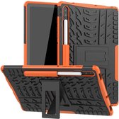 Voor Galaxy Tab S6 Tyre Texture TPU + PC schokbestendig hoesje met houder (oranje)