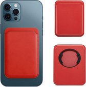 Universele MagSafe vaste portemonnee lederen tas kaarttas (rood)