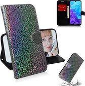 Voor Huawei Y5 (2019) / Honor 8S Effen kleur Kleurrijke magnetische gesp Horizontale flip PU lederen tas met houder & kaartsleuven & portemonnee & draagkoord (zilver)