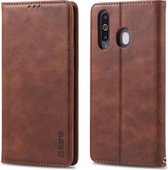 Voor Galaxy A8s AZNS retro textuur magnetische horizontale flip pu lederen case met houder & kaartsleuven & fotolijst (bruin)