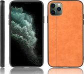 Voor iPhone 11 Pro Max schokbestendig naaien koe patroon Skin PC + PU + TPU Case (oranje)