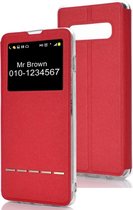 Leren Flip Case horizontaal voor Galaxy S10 +, met houder en oproepweergave-ID (rood)