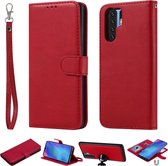 Voor Huawei P30 Pro Effen kleur Horizontale Flip Beschermhoes met houder & kaartsleuven & portemonnee & fotolijst & lanyard (rood)