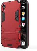 PC + TPU schokbestendig beschermhoes met houder voor iPhone XR (rood)
