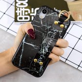 Marble Pattern Shockproof TPU Case voor iPhone XR, met armband en houder (zwart)