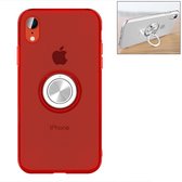 Transparante TPU metalen ringenhouder voor iPhone XR, met metalen ringhouder (rood)