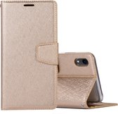 Silk Texture Horizontal Flip Leather Case voor iPhone XR, met houder & kaartsleuven & portemonnee & fotolijst (goud)