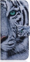 Samsung Galaxy A21s Hoesje - Mobigear - Design Serie - Kunstlederen Bookcase - Tiger - Hoesje Geschikt Voor Samsung Galaxy A21s