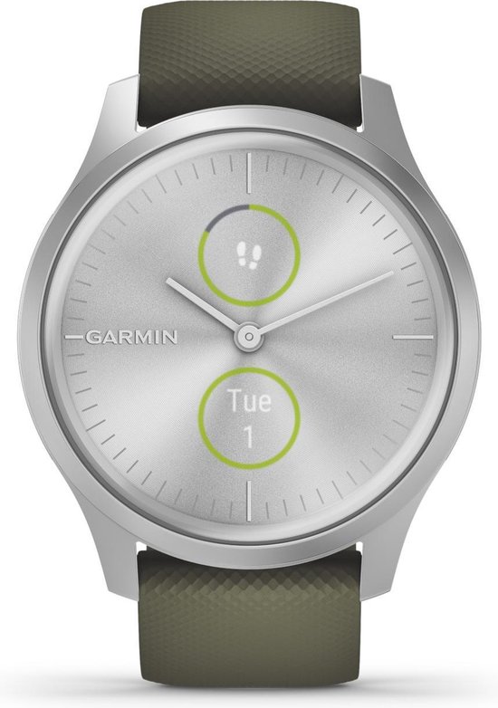 Garmin Vivomove Style Smartwatch - Echte wijzers - Verborgen touchscreen - Connected GPS - Silver/Moss