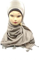 Mooie khaki groote vierkante hoofddoek, zachte hijab.
