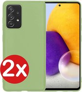 Samsung Galaxy A72 Hoesje Siliconen Case Cover - Samsung A72 Hoesje Cover Hoes Siliconen - Groen - 2 PACK