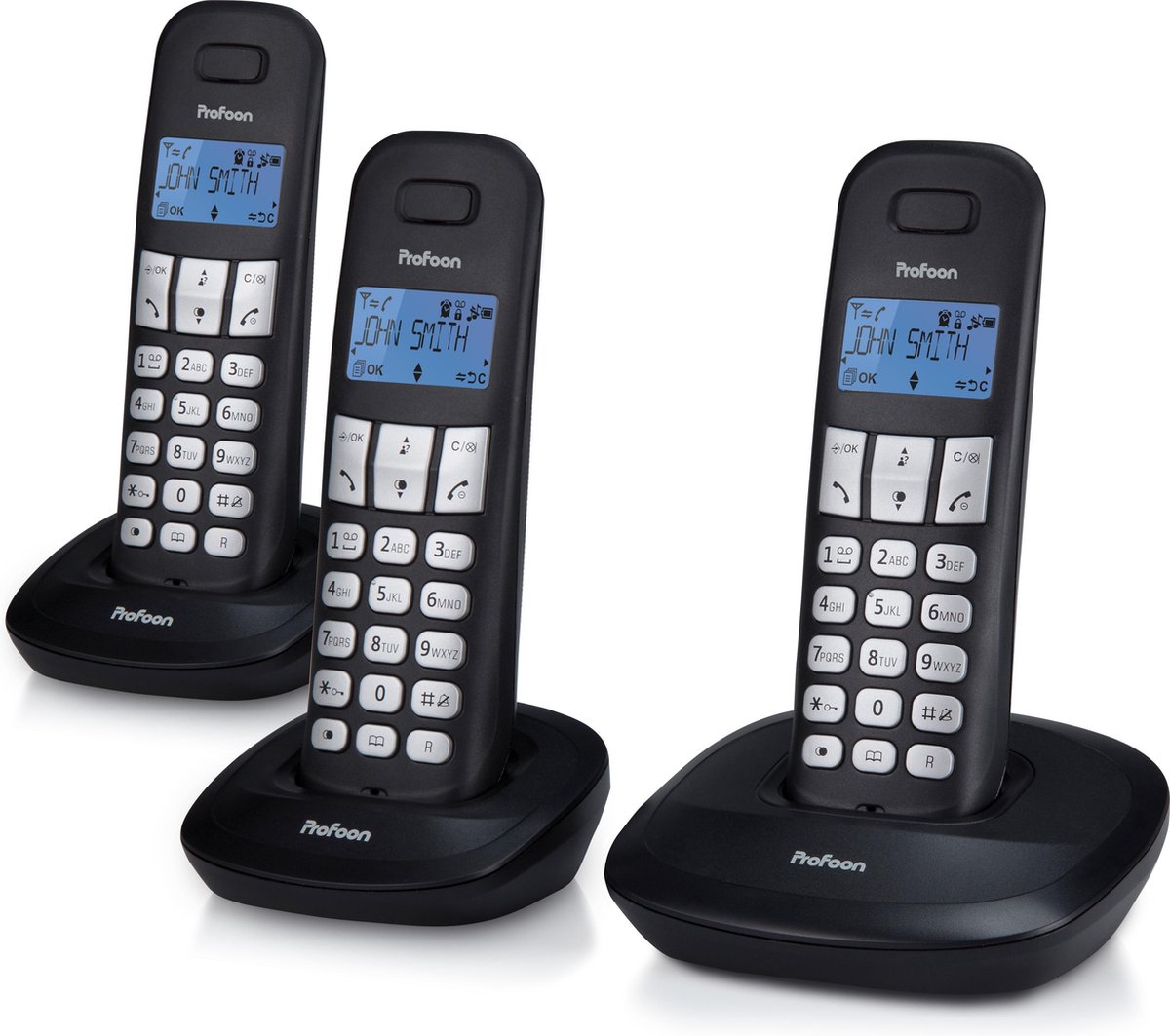 Profoon PDX1130 Draadloze Dect Telefoon 3 handposten Lange standby