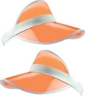 2x stuks oranje zonneklep petje/hoedje transparant - Carnaval/koningsdag verkleed hoeden