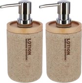 Set van 2x stuks zeeppompjes/zeepdispensers bruin Lotion 17 cm - Navulbare zeep houder - Toilet/badkamer accessoires