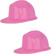 10x stuks roze bouwhelmen van plastic voor volwassenen - Carnaval verkleed hoeden