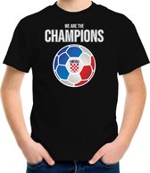 Kroatie EK/ WK supporter t-shirt - we are the champions met Kroatische voetbal - zwart - kinderen - kleding / shirt XS (110-116)