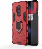 Voor OnePlus 8 Pro PC + TPU Anti-val beschermhoes met ringhouder (rood)