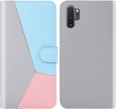 Voor Galaxy Note10 + / Note10 + 5G Tricolor Stitching Horizontale Flip TPU + PU lederen tas met houder & kaartsleuven & portemonnee (grijs)