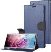 Voor Galaxy Note 10+ MERCURY GOOSPERY SONATA DAGBOEK Horizontale flip lederen tas met houder & kaartsleuven & portemonnee (marineblauw)