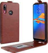 Voor MOTO E6 Plus Crazy Horse verticale flip lederen beschermhoes (bruin)