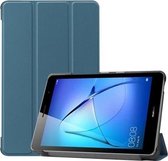 Voor Huawei MatePad T8 Custer Texture Horizontale Flip Leren Case met Drie-vouwbare Houder (Zwartachtig Groen)