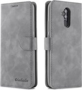 Voor Huawei Mate 20 Lite Diaobaolee Pure Verse Textuur Horizontale Flip Leren Case, met Houder & Kaartsleuf & Portemonnee & Fotolijst (Grijs)