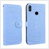 Voor Huawei Y6 2019 Pressed Printing Pattern Horizontale Flip PU Leather Case met houder & kaartsleuven & portemonnee & & Lanyard (blauw)