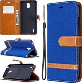 Voor Nokia 1.3 denim textuur horizontale flip lederen tas met houder & kaartsleuven & portemonnee & lanyard (blauw)