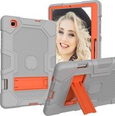 Voor Samsung Galaxy Tab S6 Lite P610 Contrastkleur Robot Schokbestendig Siliconen + PC Beschermhoes met Houder (Grijs Oranje)