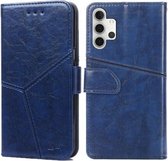 Voor Samsung Galaxy A32 5G Geometrische stiksels Horizontale flip TPU + PU lederen tas met houder & kaartsleuven en portemonnee (blauw)