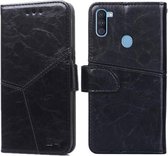 Voor Samsung Galaxy A11 (EU-versie) Geometrische stiksels Horizontale flip TPU + PU lederen tas met houder & kaartsleuven en portemonnee (zwart)