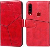 Voor Samsung Galaxy A20s Geometrische stiksels Horizontale flip TPU + PU lederen tas met houder & kaartsleuven en portemonnee (rood)