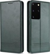 Voor Samsung Galaxy S21 Ultra 5G AZNS Magnetische Kalf Textuur Horizontale Flip Leren Case met Kaartsleuven & Houder & Portemonnee (Donkergroen)